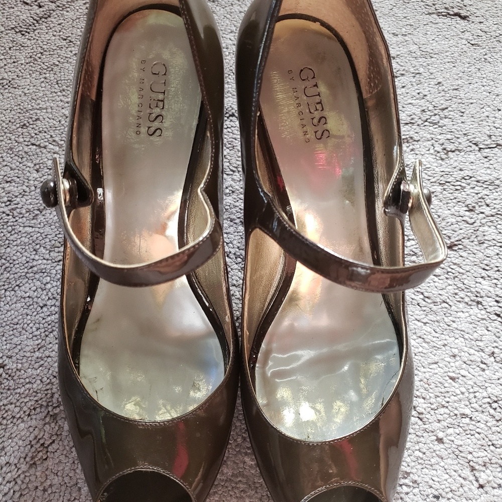 Chocolate Guess Mary Jane Heels